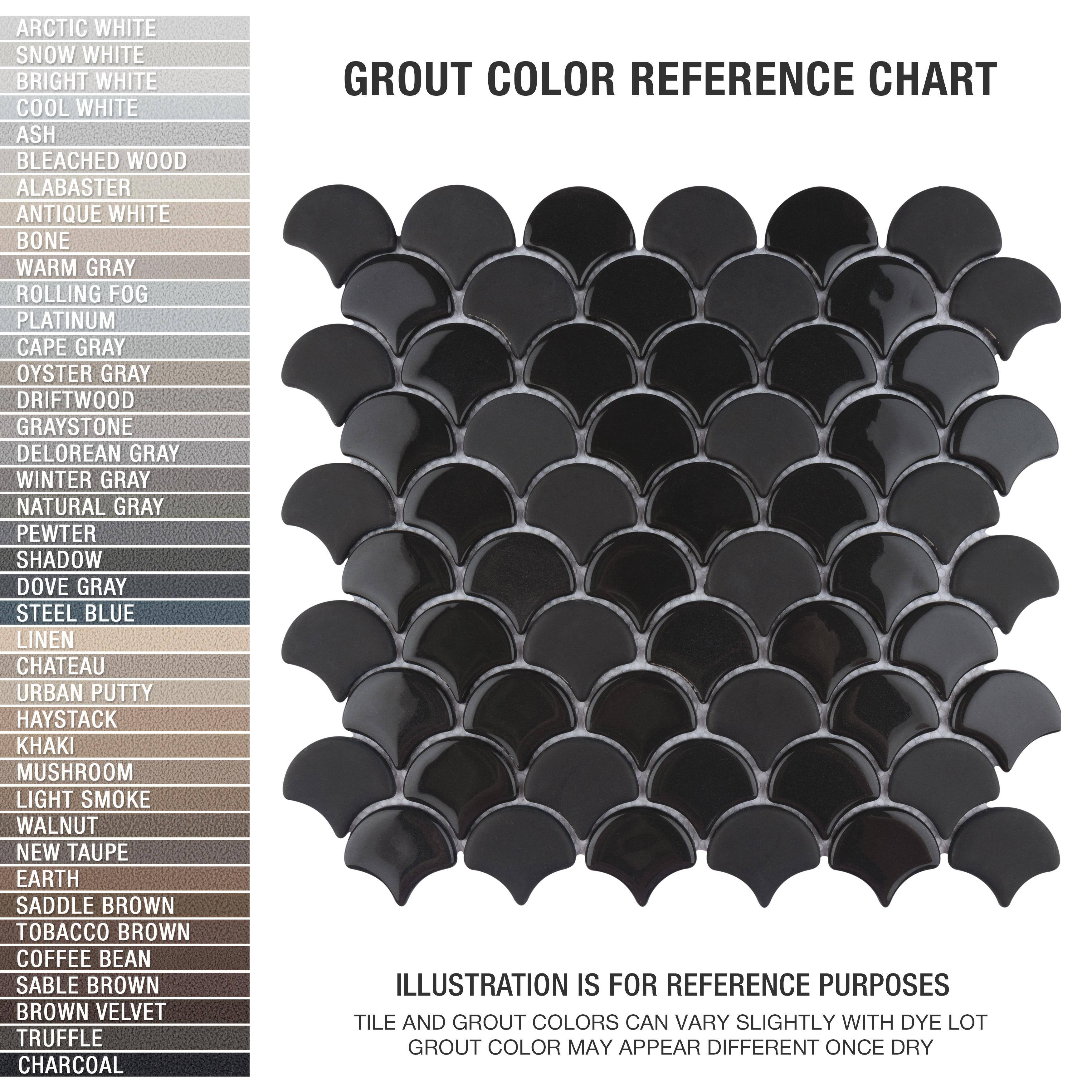 Merola Tile Expressions Scallop Black 111/4" x 12" Glass Floor and